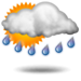 Mostly cloudy with showers